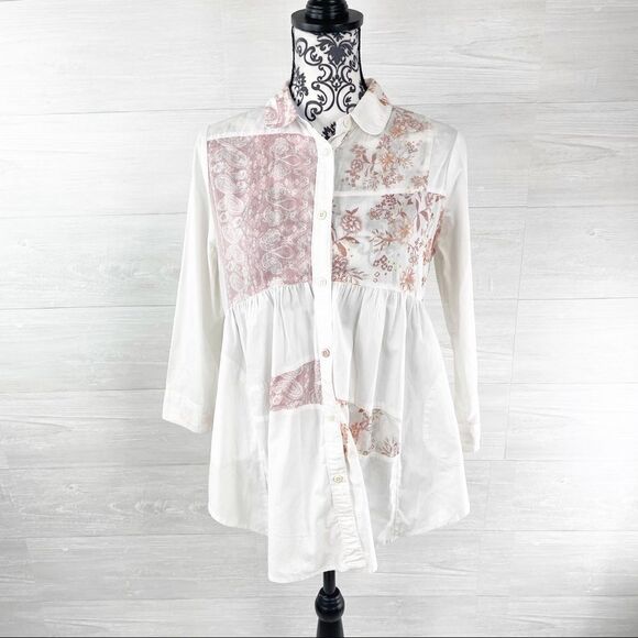 Anthropologie Maeve Floral Patchwork Babydoll Top - Picture 4 of 11